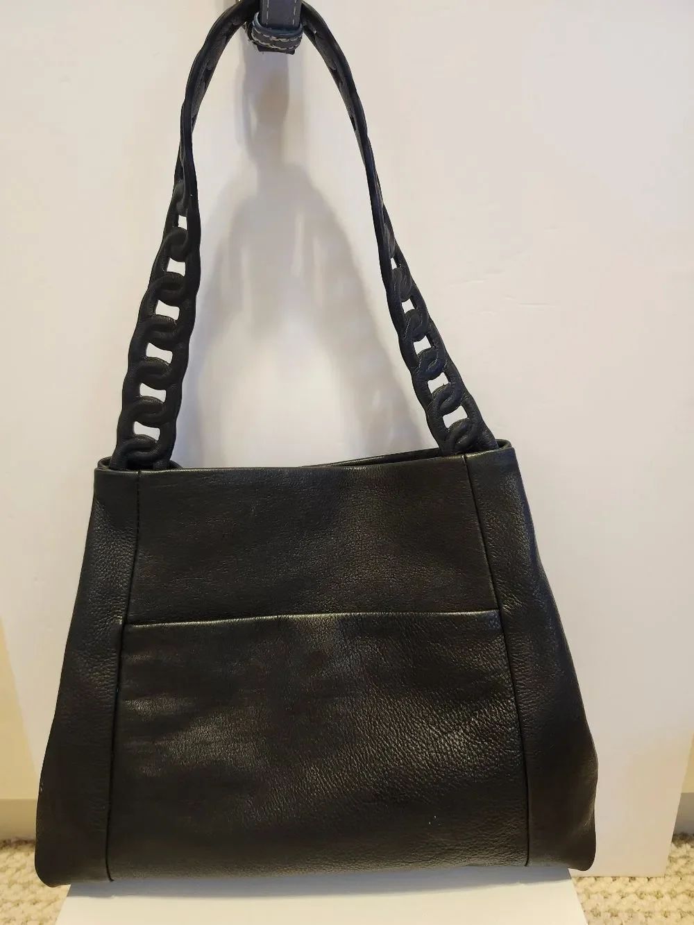 Vince Camuto "Deena"  Black Soft Pebbled Leather Hobo Shoulder Bag Retail $248